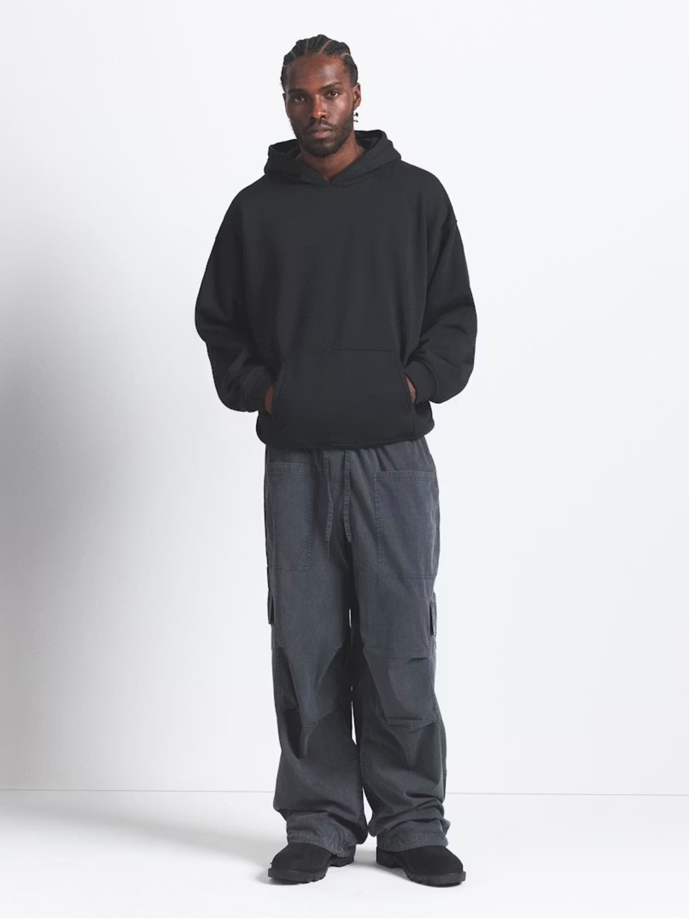 SKIMS Fleece Lounge Relaxed Hoodie Washed Onyx size 3x mens  NWT